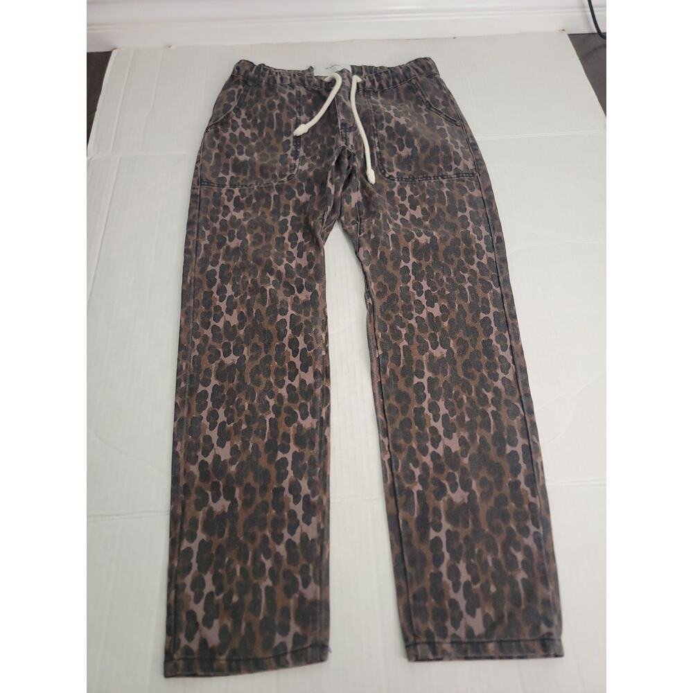One Teaspoon Printed Shabbies Jeans S Pull On Drawstring Boyfriend Leopard